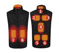 Generisch 8 Heating Men and Women Stand-Up Collar Heating Vest Intelligent Constant Temperature Heating Warm Jacket, black, M