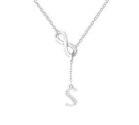 Generisch 8 Shaped Quasse Silver Initial Chain for Women Silver Necklaces for Women A-Z-26 Letter Initial Chain for Teenage Boys Girls Copper Pendant, Copper, No gemstone