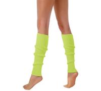 Generisch 80s 90s Leg Warmers for Women, Neon Ribbed Leg Socks, Stylish Accessories, Colorful Fluorescent Knitted Sock Sleeves Wool, yellow, One size