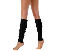 Generisch 80s 90s Leg Warmers for Women, Neon Ribbed Leg Socks, Stylish Accessories, Colorful Fluorescent Knitted Sock Sleeves Wool, black, One size