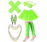 Generisch 80s Costume Accessory Set, 80 Style Fancy Dress Women's
