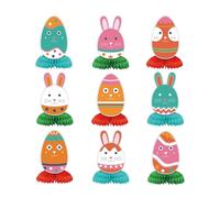 Generisch 9-Piece Set "Frohe Ostern" Honeycomb Shaped 3D Table Decoration, Easter Egg Centrepiece for Easter Parties, Family Parties, DIY Crafts for Adults Men (Multicoloured, One Size)