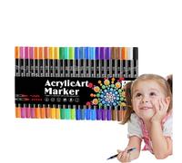 Generisch Acrylic Brush Markers, Acrylic Pens for Painting, Colourful Markers with Brush Tip and Dot Tip for Rock Painting, Crafts, Art Supplies, Creative Fabric Markers for Children and Adults