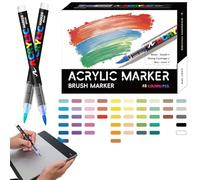 Generisch Acrylic Paint Marker - Art Marker with Brush Tip - Waterproof Craft Accessories for Ceramic Stone Rock Canvas Fabric Wood and More