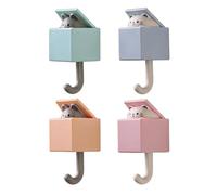 Generisch Adhesive Hooks 4 Pieces Cute Funny Cat Space Saving Hanger