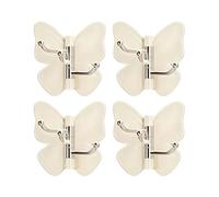 Generisch Adhesive Hooks Wall Strong, Pack of 4 Butterfly Rotating Sticky Storage Holders, Damage-Free Wall Hooks with Sturdy Construction with Extra Style, Hallway Shower Bathroom Apartment Dorm