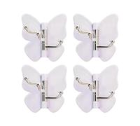 Generisch Adhesive Hooks Wall Strong, Pack of 4 Butterfly Rotating Sticky Storage Holders, Damage-Free Wall Hooks with Sturdy Construction with Extra Style, Hallway Shower Bathroom Apartment Dorm