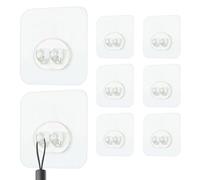Generisch Adhesive Wall Hooks, Strong Durable Wall Mounting, Transparent, 8 Pieces, Strong Transparent Key Holder for Organisation and Storage in Kitchen, Bathroom, Household