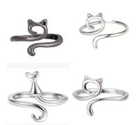 Generisch Adjustable Crochet Yarn Tension Ring Pack of 4 Sticker Rings Silver, A*1+A*1+A*1+A*1, Zinc alloy, No Gemstone