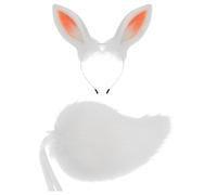 Generisch Adjustable Headband Tail Set, Coloured Cosplay Accessories with Animal Ears Tail (White, One Size)
