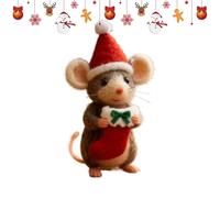 Generisch Adorable Needle-Felted Christmas Ornaments - Felt Christmas Mice Ornaments | Sunshine Mouse Felt Toy, Stylish Mini Mice Collectable, White Animal Ornament
