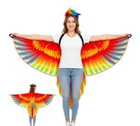 Generisch Adult Bird Costume Double-Sided Colourful | Bird Costume Including Parrot Wings for Stage Performance, Carnival, Theme Party, Th