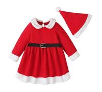 Generisch Advent Calendar for Door Christmas Fleece Cosplay Princess Dress Hat 2 Pieces Set Outfits Costume Girls Navy Blue Pearl (Red, 18-24 Months)