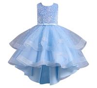 Generisch Advent Stories 24 Flower Girl Pageant Dress Girls Elegant Lace Christening Wedding Dress Party Dresses Girls Teenagers, lightblue, 3-4 Years