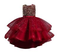 Generisch Advent Stories 24 Flower Girl Pageant Dress Girls Elegant Lace Christening Wedding Dress Party Dresses Girls Teenagers, Wine Red, 12-13 Years