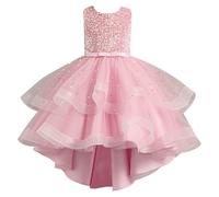 Generisch Advent Stories 24 Flower Girl Pageant Dress Girls Elegant Lace Christening Wedding Dress Party Dresses Girls Teenagers, Light pink, 3-4 Years