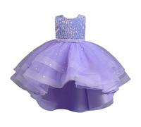 Generisch Advent Stories 24 Flower Girl Pageant Dress Girls Elegant Lace Christening Wedding Dress Party Dresses Girls Teenagers, Light purple, 12-13 Years