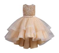 Generisch Advent Stories 24 Flower Girl Pageant Dress Girls Elegant Lace Christening Wedding Dress Party Dresses Girls Teenagers, gold, 4-5 Years