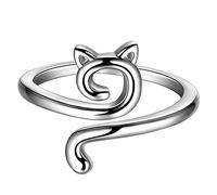 Generisch Alloy Geometric Cat Ring, Adjustable Animal Ring Embellishment Opens Lot Rings, one size, Metal, No Gemstone
