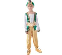 Generisch American High Quality Fantastic Small Costume Set for Boys with Hat Shoes Accessories as Cosplay Outfit for Carnival Halloween Birthday Party Celebration (Green, 5-6 Years)