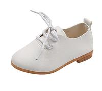 Generisch - and Autumn Fashion Cute Girls Casual Shoes Solid Color Round Toe Lace Up Winter Boots Silver, White, 31.5 EU