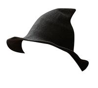 Generisch - and Winter Halloween Hat Pointed Top Solid Color Funny Knitted Hat with Big Brim 7007, black, One Size