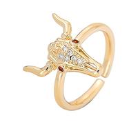 Generisch Animal Buffalo Ring Women's Popular Hand Jewellery with Bull Head Ring Opening Adjustable Ring Tarp Rings, one size, Copper, No Gemstone
