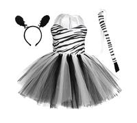 Generisch Animal Costume for Kids, Animal Zebra Cosplay Costume, Costume with Removable Tail, Soft Animal Costume for Girls 1-12 Years
