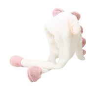 Generisch Animal Dinosaur Hat with Movable Plush Ears That Bang Up, Funny Cap for Women Dress Up Christmas Party Holiday Hat Black Women's Hat (White, One Size)