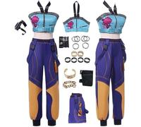 Generisch Anime Kpop Demon Hunter Rumi Cosplay Costume Outfit Huntrix Role Play Uniform Complete Set Halloween Party Carnival Dress Up Suit with Ring Earrings for Women (Zoeiy, S)