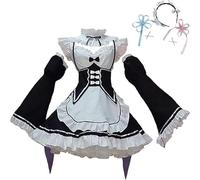 Generisch Anime Re Zero Starting Life In Another World Cosplay Costumes, Halloween, Carnival, Party, Ram Rem Women Uniforms Skirt Dress Dresses (Rem Ram, XXL)