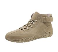 Generisch Ankle Boots Men's Flat Hiking Boots Men's Suede Non-Slip Trekking Shoes Half Height Winter Shoes Plush Snow Boots Plain Casual Shoes Warm Winter Boots Short Boots, khaki, 11 UK