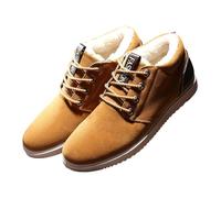 Generisch Ankle Boots Men's Winter Boots Lined Hiking Boots Thick Sole Snow Boots Warm Winter Short Shaft Trekking Boots Flat Lace-Up Shoes Comfortable Lightweight Barefoot Shoes, khaki, 10 UK