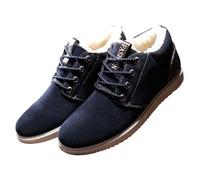 Generisch Ankle Boots Men's Winter Boots Lined Hiking Boots Thick Sole Snow Boots Warm Winter Short Shaft Trekking Boots Flat Lace-Up Shoes Comfortable Lightweight Barefoot Shoes, blue, 8 UK