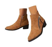 Generisch Ankle Boots Women's Ankle Boots with Zip Half Boots Suede Look Ankle High Slip Boots Leisure Comfortable Shoes Autumn Winter Leisure Boots Boat Shoes For Everyday Use, coffee, 5 UK
