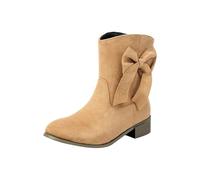 Generisch Ankle Boots Women's Ankle Boots Women's Boots Slip-On Shoes Boots Flat Women's Boots Short Boots Winter Boots Half Height Comfortable Heel Half Height Retro Autumn Winter Shoes, beige, 2/2.5