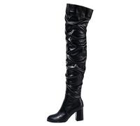 Generisch Ankle Boots Women's Boots Ankle Boots Elastic Long Boots Over the Knee Fashionable Large Women's Boots Thick Heel Long Rain Boots Women, black, 8 UK