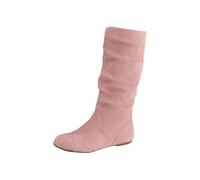 Generisch Ankle Boots Women's Costume Elegant Suede Half Boots Pointed Slip On Shoes Medieval Boots Ankle Boots Half Height Western Boots Women's Boots Flat Transition Boots, pink, 9 UK