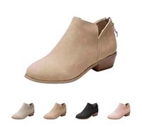 Generisch Ankle Boots Women's Elegant Short Boots Pointed Slip-On Shoes Heel Ankle Boots Half Height Western Boots Women's Boots Winter Boots Outdoor Shoes, khaki, 9 UK