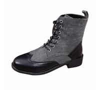 Generisch Ankle Boots Women's Flat Block Heel Slip-On Boots Cowboy Boots Retro Western Knight Boots Booties Modern Boots Short Shaft Comfortable Short Boots Breathable Work Shoes, black, 5.5 UK