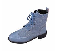 Generisch Ankle Boots Women's Flat Block Heel Slip-On Boots Cowboy Boots Retro Western Knight Boots Booties Modern Boots Transition Boots Comfortable Short Boots Work Shoes, brick red, 8.5 UK