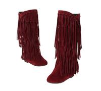 Generisch Ankle Boots Women's Flat Elegant Boots Round Toe Winter Boots Shoes Winter Warm Half Height Women's Boots Autumn Slip-On Shoes Cowboy Boots Half Boots Casual Boots, red, 5 UK