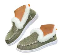 Generisch Ankle Boots Women's Flat Slip-On Shoes Lightweight Comfortable Snow Boots Lace-Up Snow Boots Soft Lined Leisure Shoes Breathable Winter Shoes Autumn Winter Flat Shoes for Trekking, Green, 5