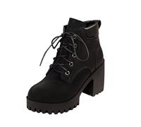 Generisch Ankle Boots Women's High Heels Mid Heel Short Shaft Boots Shoes Bows Ankle Boots Modern Retro Short Boots Comfortable Work Boots Outdoor Party Winter Boots, black, 8.5 UK