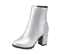 Generisch Ankle Boots Women's High Heels Short Shaft Boots Comfortable Women's Shoes with Zip Short Boots Fashionable Ankle Boots Western Boots Everyday Boots Lace-Up Ankle Boots Shoes, silver, 7 UK