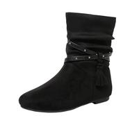 Generisch Ankle Boots Women's Shoes Women's Ankle Boots - Casual Suede Ankle Boots with Fringes for Everyday Use Comfortable Ankle Boots with Low Heel Closed Toe Ideal Jeans in Winter, black, 5 UK