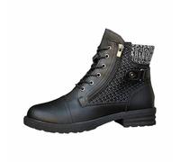 Generisch Ankle Boots Women's Slip-On Boots Cowboy Riding Boots Retro Western Knight Boots Spring Half Boots Medium High Lace-Up Boots Lightweight Lace-Up Ankle Boots Comfortable Work Boots, black, 7