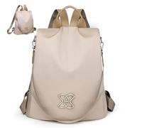 Generisch Anti-theft Backpack - Oxford Fabric 33 x 28 x 16 cm | Women's Backpack | Shoulder Bag for Single Shoulder, Double Shoulder or Hand Use for Travel, Work, School and Everyday Use, beige, see