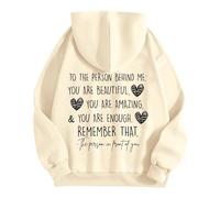 Generisch Anziehsachen Women's Hoodie "Enough" by Dear Person Behind Me Remember That Mental Health Chic Ladies Pullover, beige, L