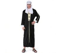 Generisch Arabic Outfit Men's Arabic Clothing with Headscarf Comfortable Tunic Role Play Outfit Stage Parties Clothing Carnival Costume Fancy Dress Costumes, black, One Size
